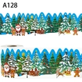 Adesivo per bordo bacheca natalizia con renne e Babbo Natale, stile cartone A128 - Tema Natalizio (A128) / 7.5CM / Lunghezza Totale 18M