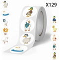 Cartoon duck roll stickers with various cute styles for gift decoration labels - Cartoon Duck Style (X129) / 500 Labels / 2.5cm