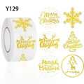 Roll of white and gold Christmas stickers with reindeer, snowflake and tree patterns - Christmas Mixed Design (Y129) / 500PCS/2.5cm