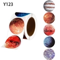 Roll of 500 cartoon space planet reward stickers with various realistic celestial patterns - Planet Series (Y123)
