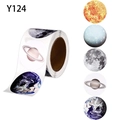 Roll of cartoon space planet stickers for kids with colorful cosmic galaxy designs - Moon Starry Sky Series (Y124)