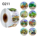 500pcs holographic construction vehicle stickers roll with 8 heavy equipment designs - Construction Vehicle Style (O121) / 500PCS/2.5cm