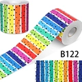Rouleau d'autocollants de bordure rayée arc-en-ciel avec des pois noirs de déco - Rayures à Pois Arc-en-Ciel (B122)