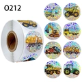 Holographic laser reward stickers for kids featuring cartoon construction vehicle designs - Construction Vehicles Style (O122) / 500PCS/2.5cm