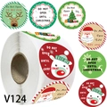 Christmas sticker roll featuring Santa, reindeer, and tree designs for holiday packaging - V124 / 3.8CM