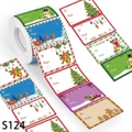 Rotolo di etichette natalizie con motivi Babbo Natale e spazio per scrivere To e From - Christmas Colorful Cartoon Style (S124)