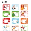 Set mit 12 weihnachtlichen Geschenketiketten mit Weihnachtsmann, Rentier und Schneemann - 12 Designs Gemischt (A130) / 10 Blatt Set