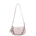 Rosa Schultertasche mit silberner Metallkugel-Kette und verstellbarem Schulterriemen - Mit Anhänger / Rosa