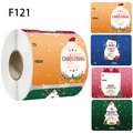 Christmas gift label stickers roll featuring snowman and tree designs with To From fields - F121 Style (F121)