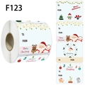 Christmas gift label sticker roll with Santa and reindeer designs for holiday packaging - F123 Style (F123)