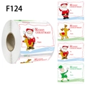 Roll of Christmas gift label stickers with Santa and reindeer cartoon characters - F124 Style (F124)