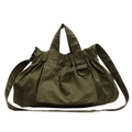 Olive green large capacity nylon tote bag with drawstring closure and shoulder strap - Large / Army Green