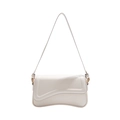 Borsa a spalla minimalista bianco crema con fibbia dorata in pelle sintetica liscia e lucida - Bianco