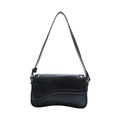 Borsa sottobraccio asimmetrica chic in pelle nera con fibbia dorata dal design sobrio - Nero
