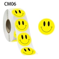 Rouleau de 500 autocollants smiley jaunes avec design auto-adhésif rond de 2,5 cm - Smiley Jaune (CM06) / 500PCS/2.5cm