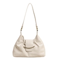 Elegante borsa a spalla bianco crema lucido con fibbia dorata a mezzaluna - Bianco Sporco