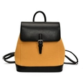 Mochila de lona en contraste amarillo y cuero negro para moda de mujer - Amarillo