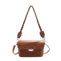 Caramel brown underarm bag with woven flap detail and dual detachable shoulder straps - Brown
