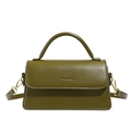 Army green vintage small square handbag with top handle and gold-tone hardware - Green