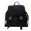 Minimalist black nylon sports backpack with flap buckle closure and side pockets for travel - Black