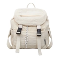 Minimalist cream white drawstring backpack with buckle straps and durable nylon fabric - Off White