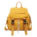 Mochila de nailon amarillo con cierre de cordón y hebillas negras de alta calidad - Amarillo