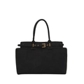 Bolso tote grande negro con hebilla dorada y acabado mate para oficina y diario - Negro