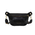 Schwarze Crossbody-Tasche aus Leder mit Ethno-Gurt und goldener Aufschrift - Schwarz