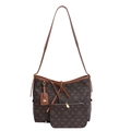 Sac cabas marron avec monogramme, bandoulière réglable et petite pochette zippée assortie incluse - café