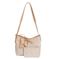 Ensemble sac cabas et pochette avec imprimés canins mignons et fines bandoulières - Khaki