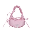 Sac à épaule plissé rose à carreaux avec nœuds mignons et poignée nuage froncée - Rose