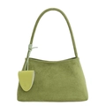 Bolso de hombro en ante verde aguacate con bolsito y costuras en contraste - Verde