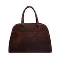 Minimalist vintage dark brown tote bag with matte finish and dual handles for daily commute - Large / Coffee