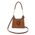 Bolso hobo marrón con relieve de serpiente y hebilla cuadrada negra elegante - Marrón