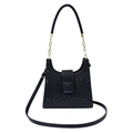 Sac à main élégant noir à motif serpent avec chaîne dorée et style rétro chic - Noir