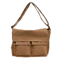 Braune Kuriertasche aus Segeltuch mit großer Klappe und zwei Vordertaschen - Braun
