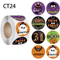 Halloween Aufkleber Rolle 2,5cm mit schwarzer Katze, Geist und Kürbis Motiven Deko - 500 Aufkleber / Halloween Thema Muster (CT24) / 3,8CM