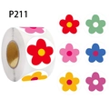 500pcs roll of colorful flower reward stickers in six vibrant decorative floral patterns - Multicolor Floral Pattern (P211) / 1 Inch - 2.5 cm