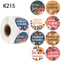 Etichette adesive floreali tonde con 8 design colorati e testo motivazionale - K215 (2.5cm/500pz/rotolo)