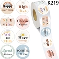 Rouleau d'autocollants ronds inspirants avec motifs arc-en-ciel et cœur pour enfants - 500pcs/Rouleau (K219)