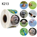 Roll of realistic animal reward stickers with inspirational English text for students - Realistic Animal Series (K213) / 1 inch / 500 stickers