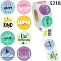 Macaron motivational reward stickers in a roll with positive English phrases and icons - K218; 2.5cm/500 Pcs