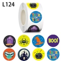 500pcs Halloween sticker roll featuring cartoon pumpkin and bat decorative patterns - Wizard Tombstone Cartoon Style (L124) / 1 Inch - 2.5 cm