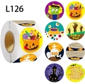 Rotolo da 500 adesivi di Halloween con 8 motivi a cartoni animati per decorazioni - 2.5cm (L126)