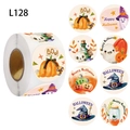 Rollo de pegatinas de Halloween con calabazas y fantasmas para decoraciones - 1 pulgada - 2,5 cm (500 piezas/rollo)
