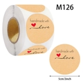 Rotolo adesivi kraft 5cm handmade with love con cuore rosso modello M126 - 5cm/500pcs (M126)