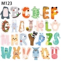 Adesivi per bambini con 26 lettere dell'alfabeto e animali dei cartoni animati - Collezione Completa Alfabeto Animali Cartoni Animati (M123) / 25*25cm
