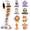 Rotolo di adesivi di animali in stile cartone animato con motivi ad acquerello vari - Tema Animali Cartone Animato (N123)