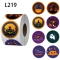 Rouleau de 500 autocollants d'Halloween avec citrouilles, fantômes et chauves-souris - 1 Pouce - 2,5 cm (L219)