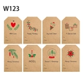 Étiquettes de cadeaux de Noël en papier Kraft avec motifs festifs divers sur fond blanc propre - Style W123 / W123 (5*7.6cm)
